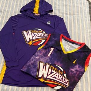 HARLEM WIZARDS (Wiz Kid 1) Kids Purple and Multicolor tank & hoodie jerseys. YL
